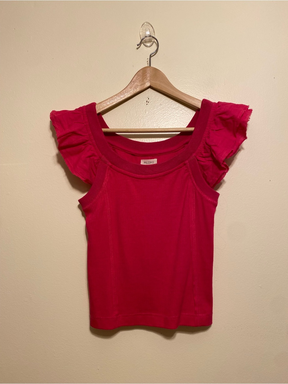 Pilcro Raspberry Flutter Sleeve Tank Top. Size XS